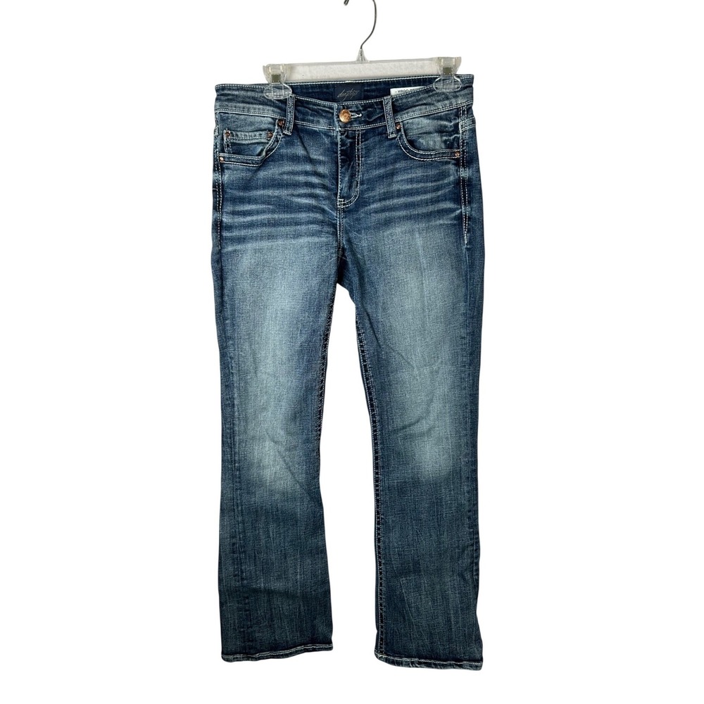 Daytrip Virgo Bootcut Jeans Womens 28R Medium Wash Stretch Denim Whiskered Blue